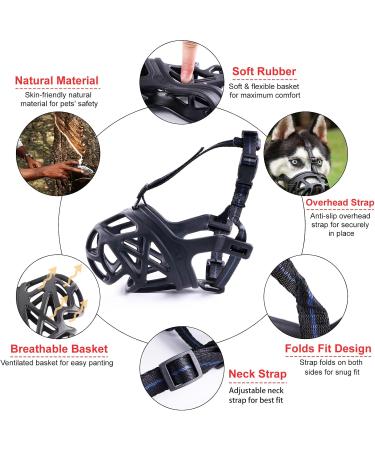 Muzzle for Dogs - Breathable & Durable Stops Biting Barking & Chewing - Sizes for Small Medium & Large Aggressive Breeds - X-Large Black - Buy Online on GoSupps.com