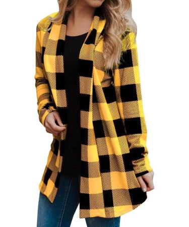 Long Shirt Outerwear Top Thin Warm Knitted Coat Women's Blouse V-Neck Shirt Tunic Long Women's Tunic Women's Shirt Casual Checked Shirt Women's Winter Chunky Knit Jacket C-yellow 3XL - Buy Online on GoSupps.com
