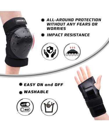Adult/Youth Protective Gear Set for Skateboarding, Cycling, BMX - 6pcs Black Large - Buy Online on GoSupps.com
