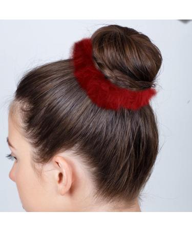 PROUSKY 2 Pieces Plush Faux Rabbit Fur Hair Ties Furling Pompoms Artificial Fur Hair Bobbles Elastic Hair Band Rope Wristband Ponytail Accessories (Wine red) - Buy Online on GoSupps.com