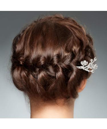 Vintage Chinese Metal Hair Stick with Rhinestones - Stylish Silver Hairpin for Women | Elegant Bun Styling Accessory - Buy Online on GoSupps.com