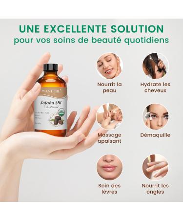 PHATOIL Huile de Jojoba Bio 118ML Organic Jojoba Oil 100% Naturelle Pure - Press e Froid - Sans Hexane - Huile Hydratante pour Peau Cheveux Corps Ongles Avec Pipette - Buy Online on GoSupps.com