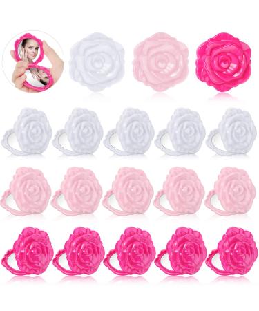 30 Pcs Compact Mirrors Bulk  Small Mini Rose Flower Plastic Makeup Mirror Handheld Pocket Foldable Bridal Wedding Party Favors for Women Girls Travel Supplies Valentine Day Classroom Gifts Bulk