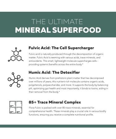 Flora Fulvic | Fulvic Acid + Humic Acid Complex 550 mg | Mined in Utah Prehistoric Deep Earth Extract | Immunity Gut Digestion Natural Trace Mineral Complex Fulvic Acid Supplement 8 fl oz. - Buy Online on GoSupps.com