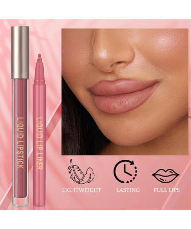 Matte Liquid Lipstick & Lip Tint Stain Kit - Waterproof Long-Lasting Non-Stick Cup Lip Gloss & Liner - Moisturizing Nude Red Set for Women & Girls - Buy Online on GoSupps.com