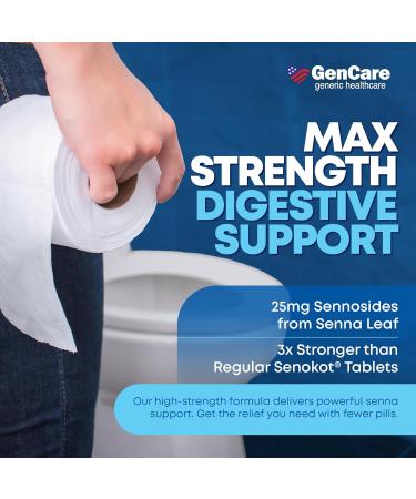 GenCare - Maximum Strength Senna Laxative 25mg (100 Tablets) - Gentle Constipation Relief Sennosides USP Stimulant Laxatives Digestion Pills - Natural Overnight Relief while You Sleep - Generic Ex Lax - Buy Online on GoSupps.com