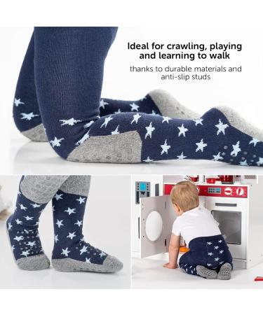LaLoona Baby Crawling Tights with ABS Anti-Slip Sole and Knees - Stars Blue 74/80 (6-12 Months) - Buy Online on GoSupps.com