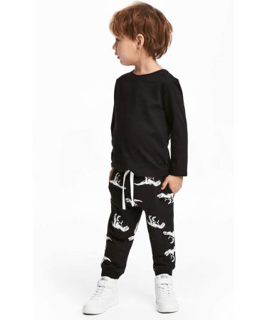 Shop Filowa Black Jogging Pants for Boys - Dinosaur Print Leisure Trousers for Ages 2-7 | Comfortable and Stylish Sports Bottoms - Buy Online on GoSupps.com