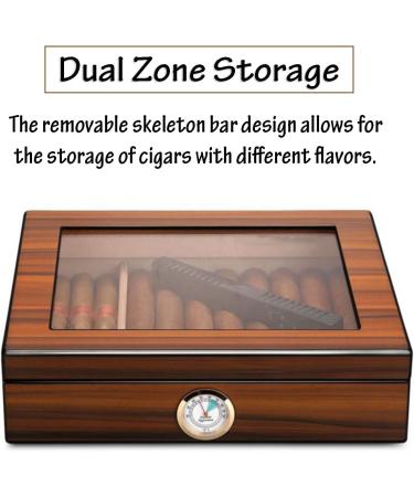 Cigar Boxs Humidors Delicate Cehumidor Men Cigar Box Glass Top Dual Zstorage Cigar Case Simple Cigar Desktop Box with Hygrometer Humidifier Portable 1 Pack Small - Buy Online on GoSupps.com