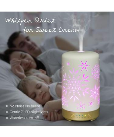 Earnest Living Eile Oil Diffuser - White Ceramic 100ml Aromatherapy Humidifier with Timer & Auto Shut-Off | Perfect for Home & Office | Christmas Snowflake Design - Buy Online on GoSupps.com