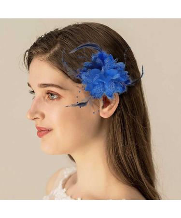Edary Flower Feather Hair Clips Rose veil Fascinator Hairpin Corsage Barrettes and Pins Rose Hair Accessories Clip Elastic Wedding for Women and Girls - Buy Online on GoSupps.com