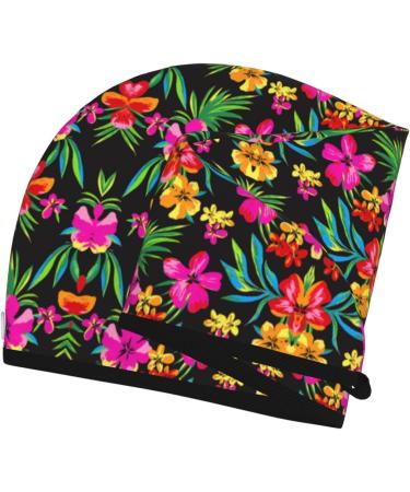 Hawaiian Flower Coral Velvet Dry Hair Cap | Unisex Wet Towel Wrap for Bathroom Pool Party & Beach Accessory - Buy Online on GoSupps.com
