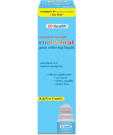 A+Health CoolHeat Roll On 2.5 fl Ounces | Menthol 16% Maximum Strength | Pain Relief Liquid | Made in USA - Buy Online on GoSupps.com