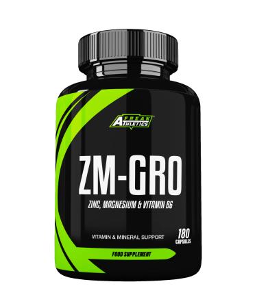 ZM-GRO - Zinc Magnesium & Vitamin B6 ZMA 180 Capsules - Helps Support Testosterone - Promotes Muscle Strength Recovery Energy & Better Sleep - UK Made ZMA Tablets