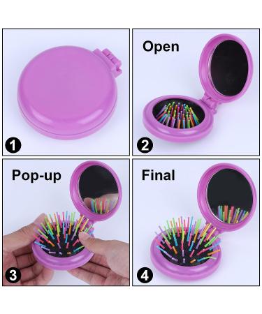 Happy Trees 6 PCS Round Travel Hair Brush Set with Folding Mirror - Mini Hair Comb & Makeup Mirror for Travel (Dark Colours) - Buy Online on GoSupps.com