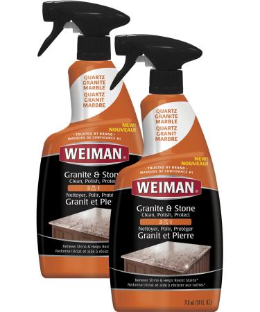 Weiman Granite Cleaner Polish and Protect 3 in 1-2 Pack - Streak-Free pH Neutral Formula for Daily Use on Interior & Exterior Natural Stone