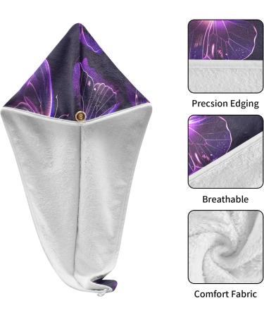 Purple Butterfly Hair Towel 2 Pack | Super Absorbent Quick-Dry Hair Turbans for Women & Girls - Buy Online on GoSupps.com