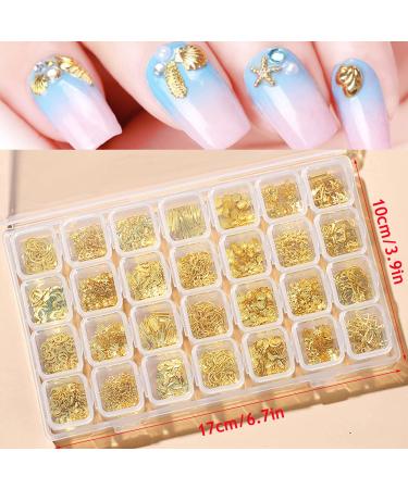 28 Grids Gold Metal Nail Studs & 3D Mix Geometry Nail Art Set - Rivet Jewelry for Manicure & DIY Crafts - Buy Online on GoSupps.com