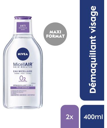 NIVEA MicellAIR SKIN BREATHE Micellar Water Sensitive Skin (1 x 400 ml) 3 in 1 make-up remover without fragrance or dye face eye & lip cleanser - Buy Online on GoSupps.com