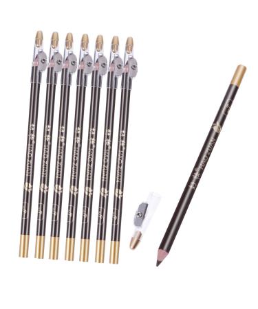 WOONEKY 8pcs Wooden Beauty Eyebrow Pencil Black Eyebrow Eyebrow Pencil Makeup Tool 1 count (Pack of 1) Coffee