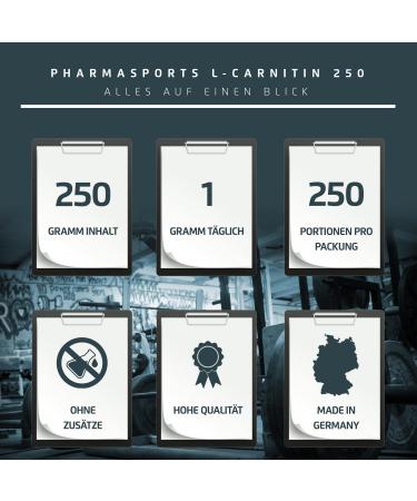 Pharmasports L-Carnitine PUR 250g - Pure L-Carnitine Tartrate Powder | 100% Additive-Free Supplement for Enhanced Energy & Fat Loss - Buy Online on GoSupps.com