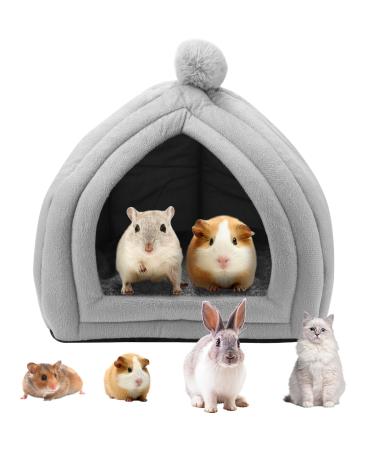 Small Animal Pet Winter House Pet Tent Cave Bed for Cats/Small Dogs Guinea Pig Bed Cat Bed House Rabbit Bed Warm Guinea Pig Cave Beds with Removable Cushion for Hamster Small Animals 25x25CM Gray