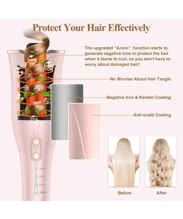 Auto Hair Curler - Automatic Curling Iron Wand with Rotating Barrel 4 Temps & 3 Timer Settings - Dual Voltage Fast Heating Gold - Buy Online on GoSupps.com