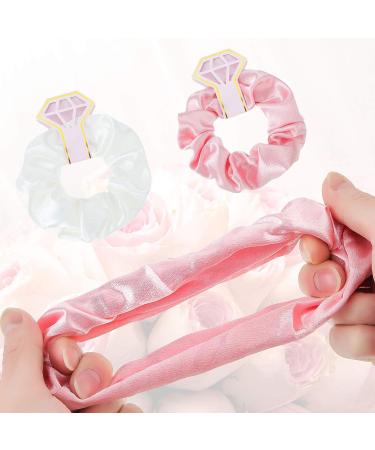 Bridal Hair Scrunchies Set - 10 Satin Bridesmaid Ties for Wedding Accessories (Pink/White) - Buy Online on GoSupps.com