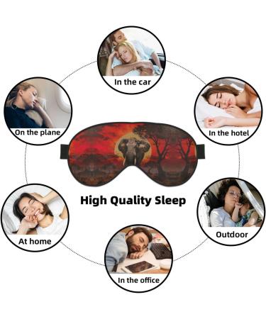 SSIMOO Elephant Sunset Print Eye Mask - Ultra-Soft Light-Blocking Design for Optimal Comfort & Restful Sleep - Black - Buy Online on GoSupps.com