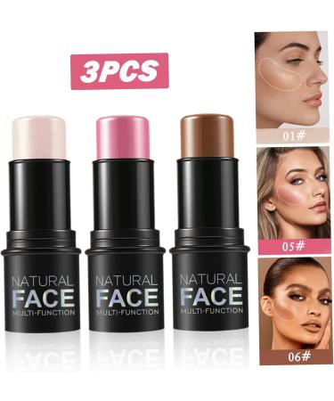 3 PCS Contour Stick Highlighter Stick Waterproof Long Lasting Highlighter Makeup Stick Lightweight Multi-use Cream Contour Buildable Face Makeup Kit for Cheeks Lips - Buy Online on GoSupps.com