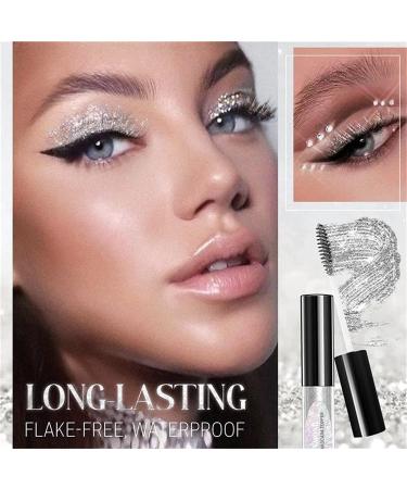 2Pcs Diamond Glitter Mascara Topper Quick Dry Water Drop Makeup Long Lasting Waterproof Curling Thick Shiny Eyelash Mascara for Stage Party Wedding Music Festival - Buy Online on GoSupps.com