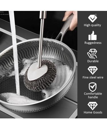 Stainless Steel Pot Cleaner Set - Scrubby Sponges & Handle for Kitchen & Bathroom - Buy Online on GoSupps.com