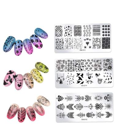3pcs Nail Art Stamp Templates Kit - Stamper & Scraper for Maleicure | OM-D13 OM-D14 OM-D15 - International Shipping Available - Buy Online on GoSupps.com