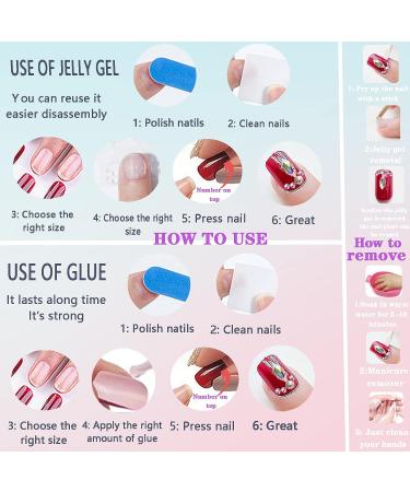 Leuhiove Glitter Gradient Pink Ballerina Press on Nails - Luxurious Crystal Gem Design for Women and Girls - Buy Online on GoSupps.com
