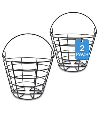 Crestgolf 2PCS Stainless Metal Golf Basket Golf Ball Container Ball Bucket 2 pack