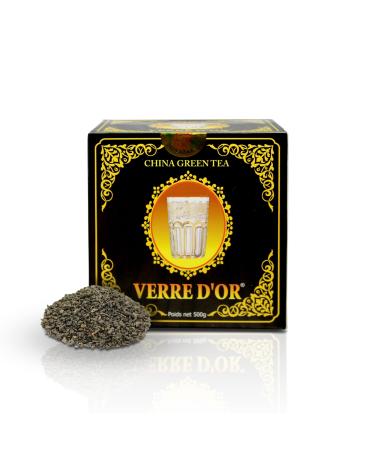 Green Tea from China Golden Glass 500g Gunpowder - Whole Leaves Hand-Harvested 100% Natural Authentic and Vegan No Additives or Preservatives