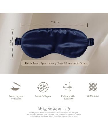 SILKSLEEK 22 Momme Pure Mulberry Silk Eye Mask for Sleeping in Navy Blue - Super Soft & Comfortable Sleep Mask with 100% Pure Silk Filling - Travel Essentials - Gift Box Included - Buy Online on GoSupps.com