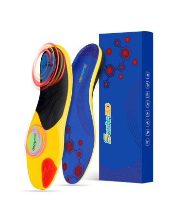 Updated Sport Insoles with Medium Arch Support & Shock Absorption- Relieving Plantar Fasciitis and Flat Foot Pain-Men Women Orthotic Insert Breathable Non-Slip (L Men's 8.5-9.5 | Women's 10.5-11.5)
