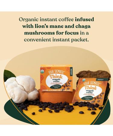 Foods Mushroom Instant Coffee Four Sigma Organic and Fair Trade with Lions Mane Chaga & Mushroom 10 x 2 5 g each Packets (25g) Midium Roast - Buy Online on GoSupps.com
