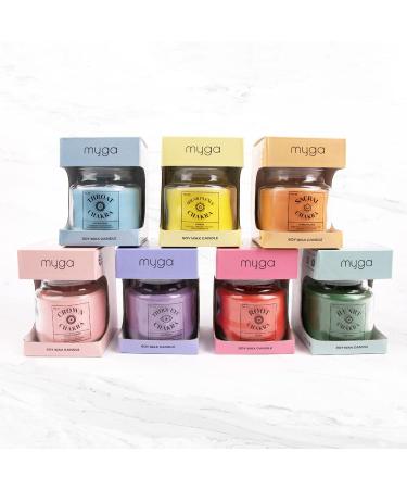Shop MyGA Eucalyptus Chakra Candle - 100% Vegan Soy Wax & Essential Oils for Yoga Meditation & Relaxation - Eco-Friendly Aromatherapy - Buy Online on GoSupps.com
