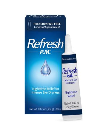 Refresh P.M. Lubricant Eye Ointment, Nighttime Relief, Preservative-Free, 0.12 Oz Sterile, Packaging May Vary