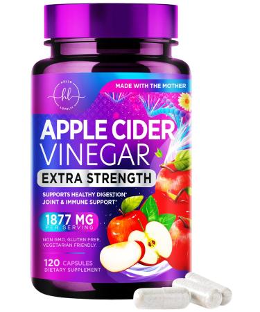 Hello Lovely! Apple Cider Vinegar Capsules - ACV Supplements with Vitamin D3 & Zinc Gluten Free & Non-GMO Vegetarian ACV Pills for Digestion Energy & Immune Support - 120 Capsules 120 Count (Pack of 1)