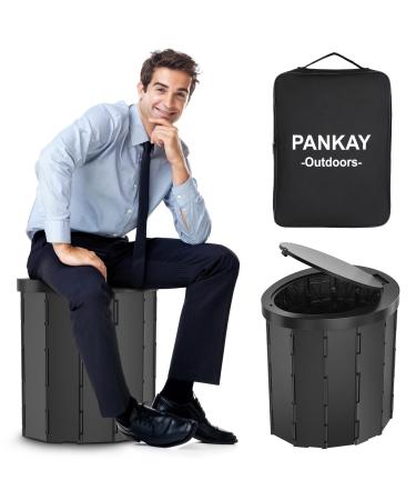 Pankay Portable Toilet for Camping, 15.8" Extra Large Camping Toilets Portable Potty for Adults, Travel Toilet with Handbag, Easy Set Up, Lightweight and Sturdy, Camp Toilet for Car Boat Hiking Beach Extra Large Black