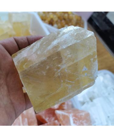 Natural Crystal Rough Natural Crystal 200-900g Natural Transparent Yellow Optical Calcite Orange Crystal Stones and Rough Specimen Gemstone Specimen (Size : 200-250g) - Buy Online on GoSupps.com