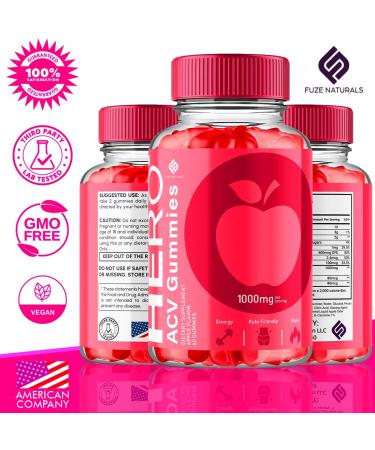Hero Keto ACV Gummies 2 Pack - Advanced Formula 1000MG Apple Cider Vinegar + Folic Acid B12 B6 - 120 Count Vitamin Supplement for Weight Loss & Wellness - Buy Online on GoSupps.com