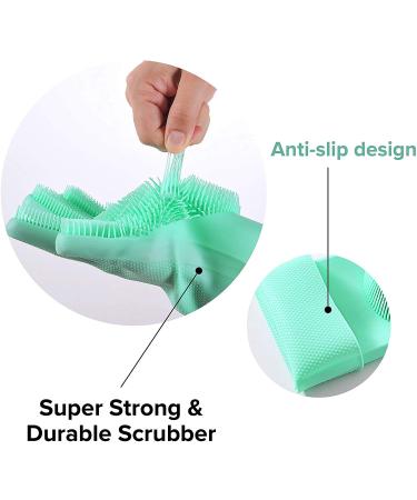 Louis Donne Silicone Cleaning Gloves - Reusable Wash Gloves with Bristles - Dishwashing Gloves with Scrubber - Ideal for Household, Car Washing, and Pet Grooming - Green - Buy Online on GoSupps.com