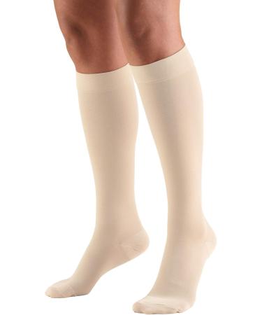 Truform 20-30 mmHg Compression MicroFiber Stockings for Men & Women - Knee High Closed Toe Beige Large (1 Pair) - International Shipping Available - Buy Online on GoSupps.com