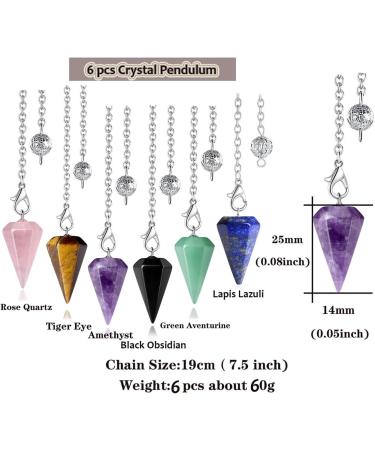 XIANNVXI 6 Pcs Crystal Pendulums Set Amethyst Rose Quartz Lapis Lazuli Pendulums for Divination Dowsing Pendulum Crystal Witch Gifts Spiritual Gifts Reiki Witchcraft Supplies G - 6pcs B - Buy Online on GoSupps.com