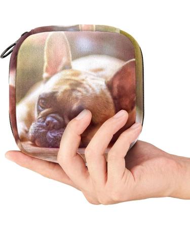 Stylish Menstruation Pad Bag with Zipper - Women's Napkin & Tampon Storage - French Bulldog Design - Buy Online on GoSupps.com