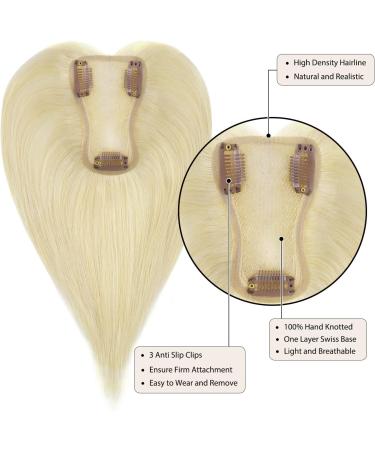 10 Inch Blonde Human Hair Topper for Women - Clip in Wig Topper for Thinning Hair - 613# Lightest Blonde - Women's Hair Loss Solution - Buy Online on GoSupps.com